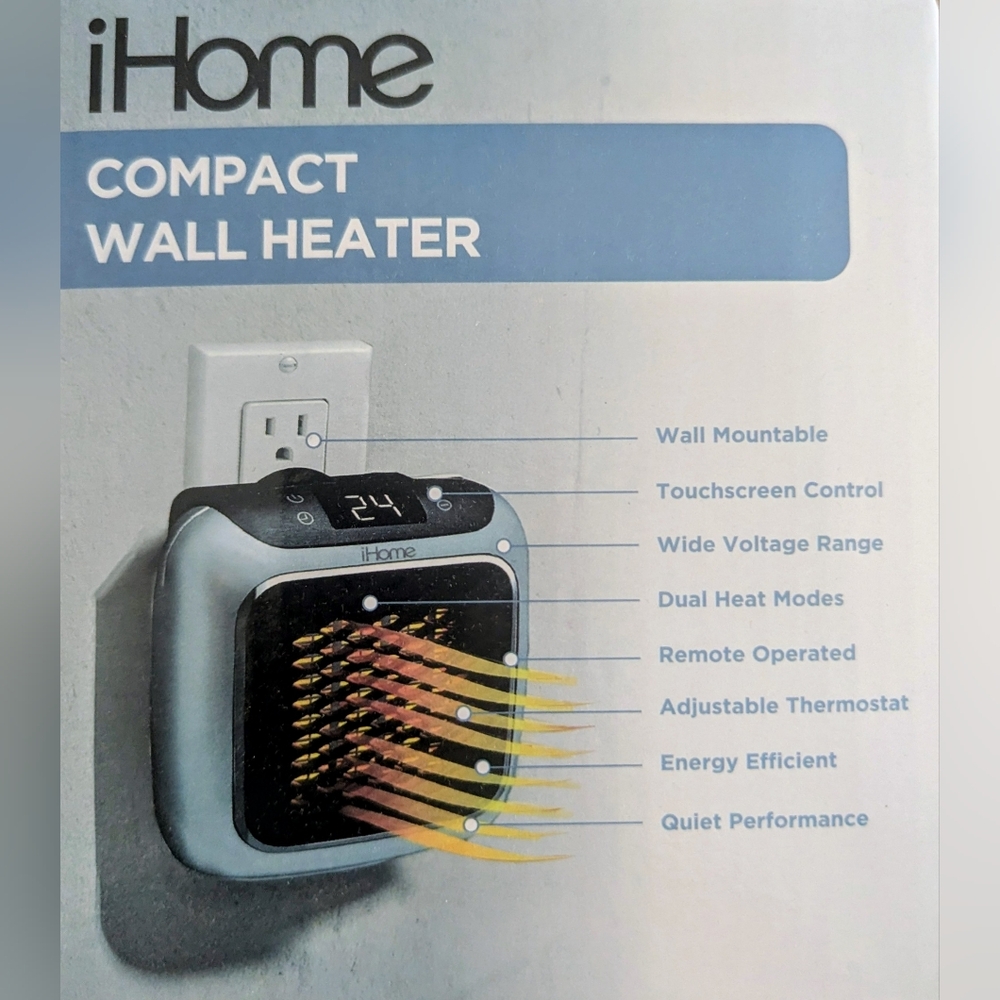 iHome Silver and Black Wall Heater
